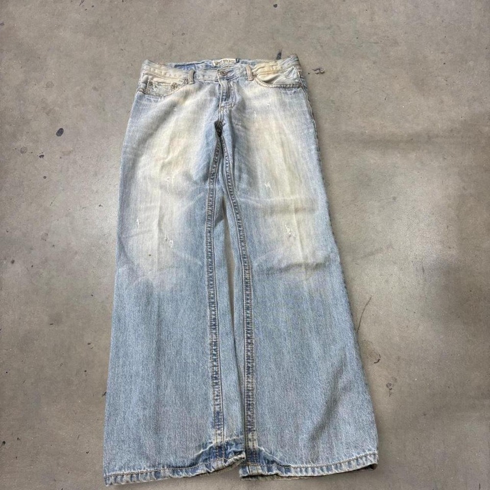 Aeropostale Driggs Slim Bootcut Jeans Mens 34x32 Light Blue Wash Y2K Denim